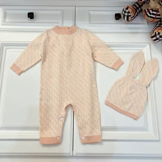 Baby Girl Onesie w/ Bonnet (+ Blanket)